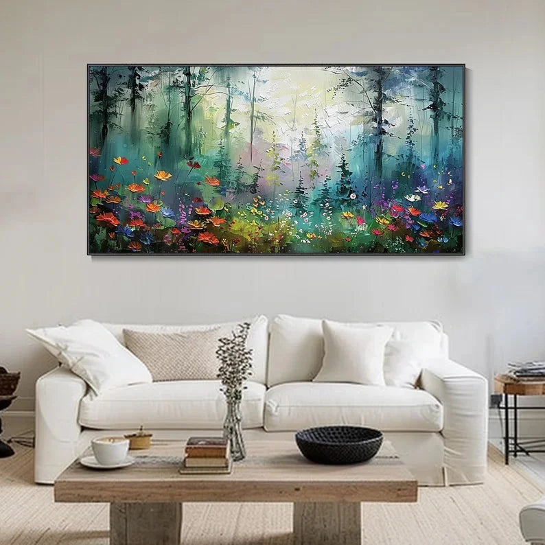 Multicolor Whimsical Forest Bloom Canvas Painting For Home Decoration - Artwallpainting