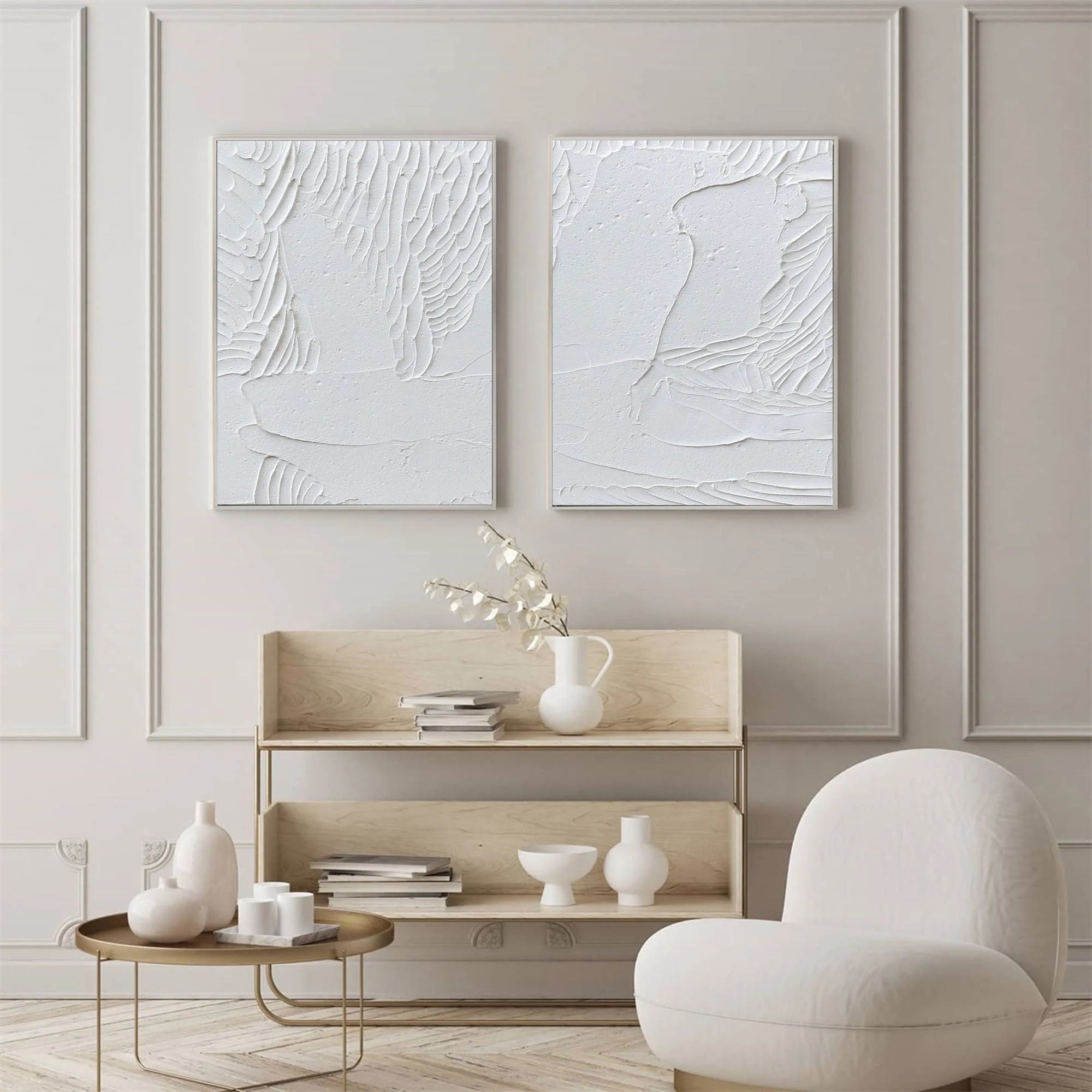 Multicolor Whispered Wings - Dual Textured Minimalist Wall Art Set Of 2 - Artwallpainting