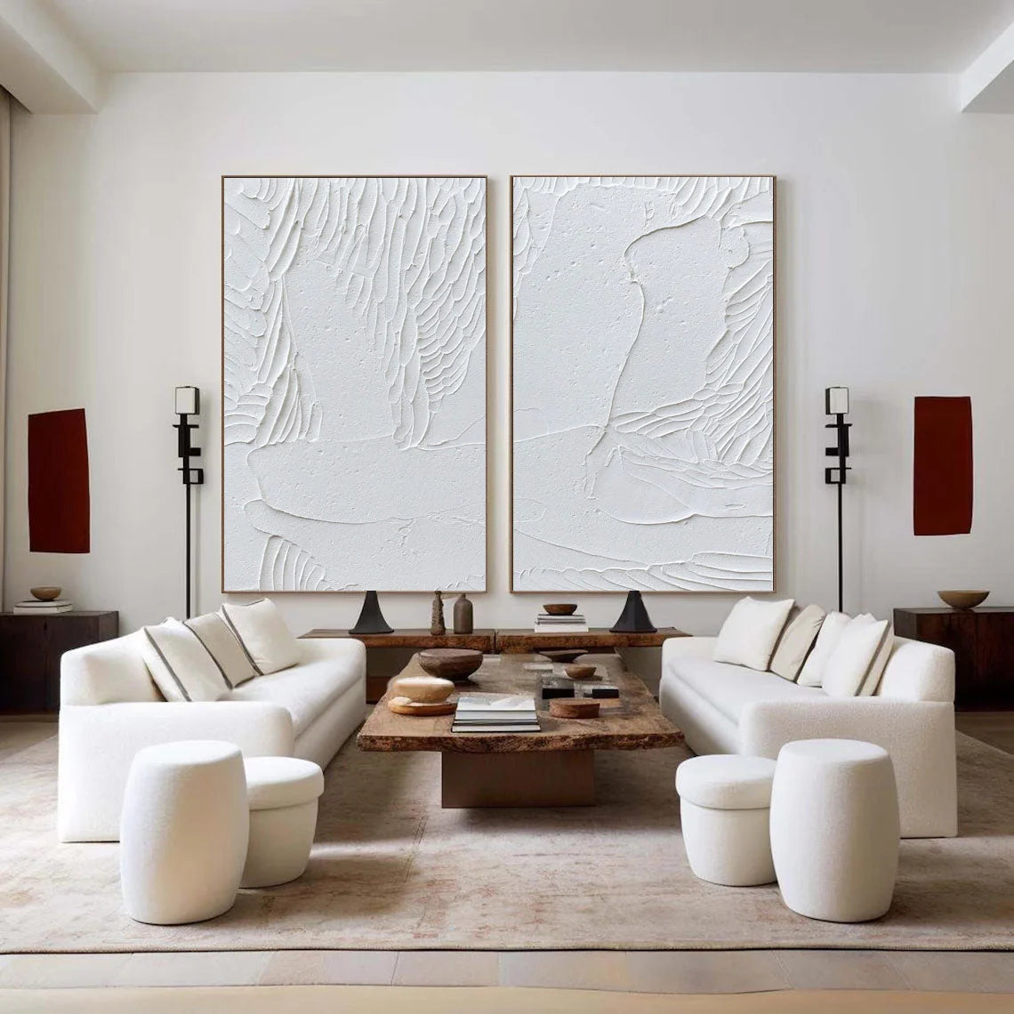 Multicolor Whispered Wings - Dual Textured Minimalist Wall Art Set Of 2 - Artwallpainting