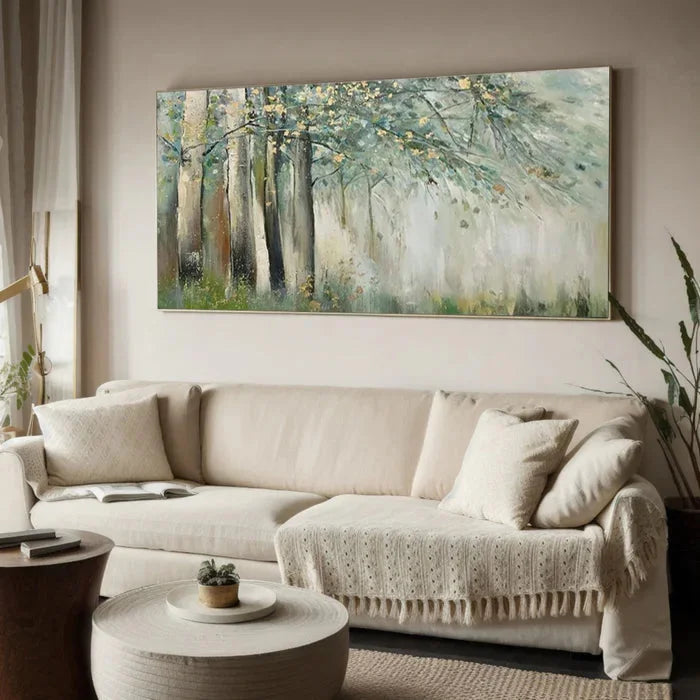 Multicolor Whispering Woods - Hand-Painted Abstract Forest Oil Painting - Artwallpainting