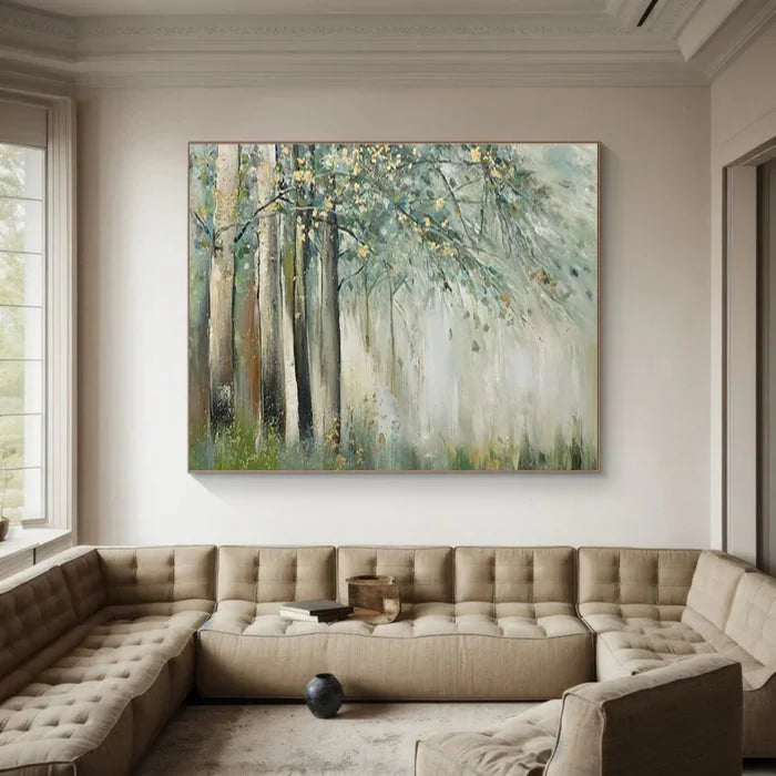 Multicolor Whispering Woods - Hand-Painted Abstract Forest Oil Painting - Artwallpainting