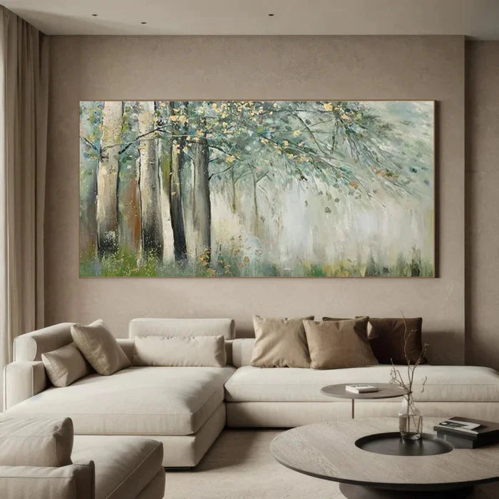 Multicolor Whispering Woods - Hand-Painted Abstract Forest Oil Painting - Artwallpainting