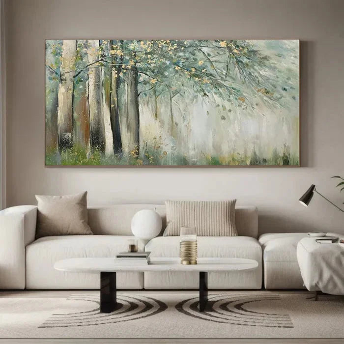 Multicolor Whispering Woods - Hand-Painted Abstract Forest Oil Painting - Artwallpainting