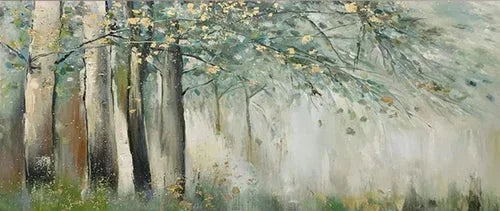 Multicolor Whispering Woods - Hand-Painted Abstract Forest Oil Painting - Artwallpainting