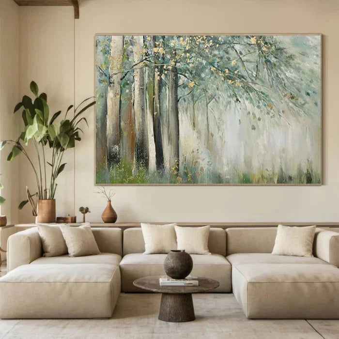 Multicolor Whispering Woods - Hand-Painted Abstract Forest Oil Painting - Artwallpainting