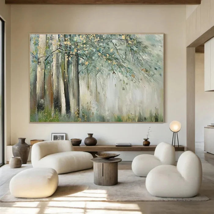 Multicolor Whispering Woods - Hand-Painted Abstract Forest Oil Painting - Artwallpainting
