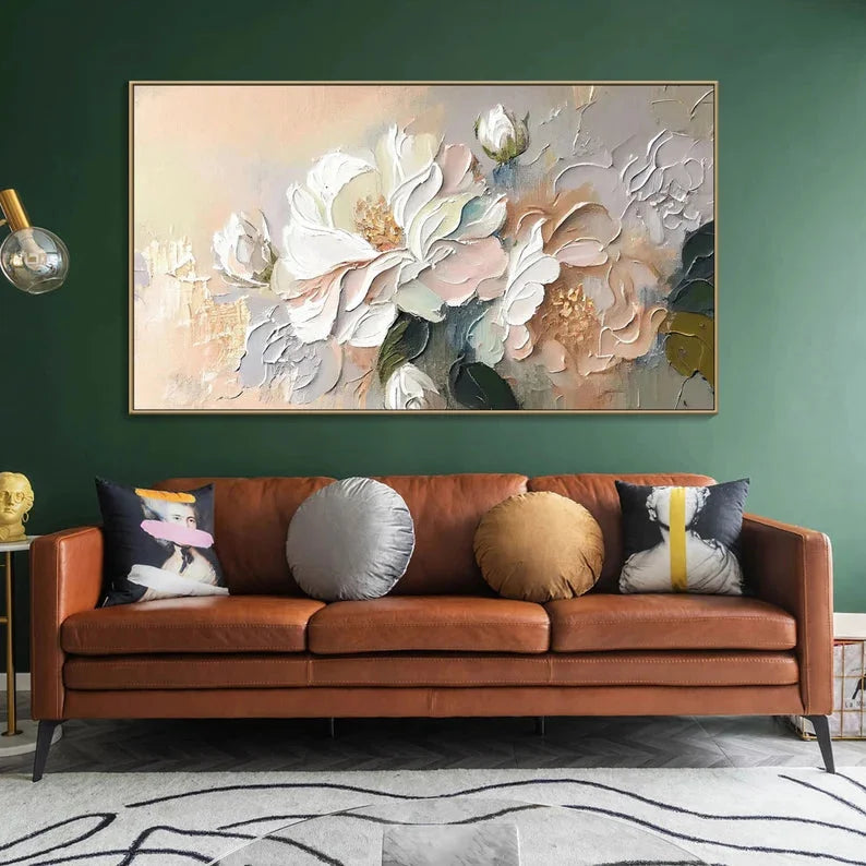 Multicolor Whispers Of Blossom-Hand-Painted Large Flower Cluster Texture Wall Art - Artwallpainting