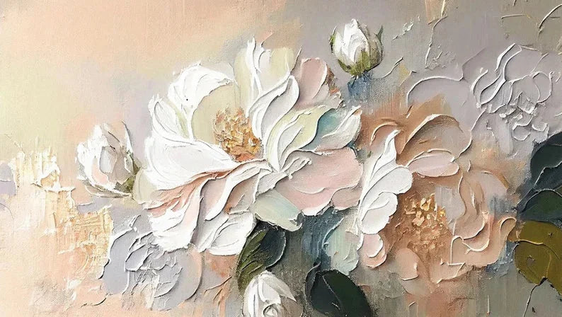 Multicolor Whispers Of Blossom-Hand-Painted Large Flower Cluster Texture Wall Art - Artwallpainting