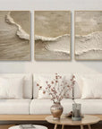 Multicolor Whispers Of Earth - Beige Minimalist Textured Abstract Triptych - Artwallpainting