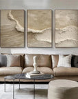 Multicolor Whispers Of Earth - Beige Minimalist Textured Abstract Triptych - Artwallpainting