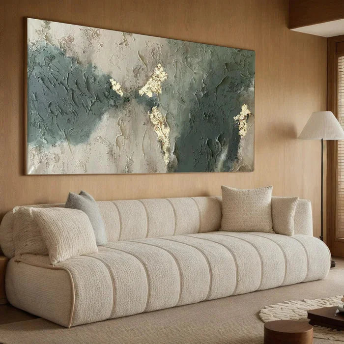 Multicolor Whispers Of Earth - Wabi-Sabi Textured Abstract Oil Painting With Gold Leaf - Artwallpainting