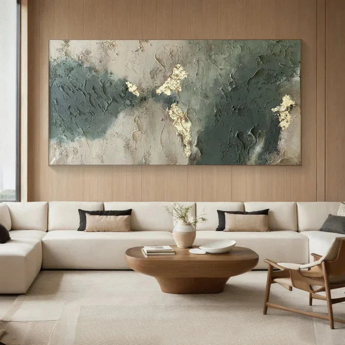 Multicolor Whispers Of Earth - Wabi-Sabi Textured Abstract Oil Painting With Gold Leaf - Artwallpainting
