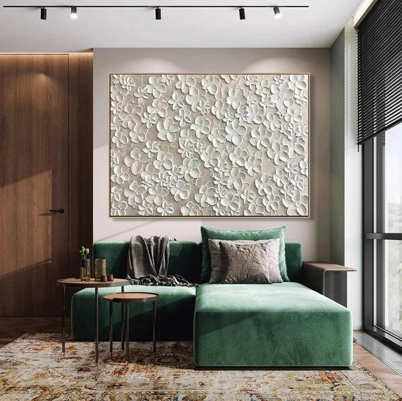 Multicolor Whispers Of Floral Elegance-Modern Minimalist Abstract Relief Flower Cluster Wall Art - Artwallpainting