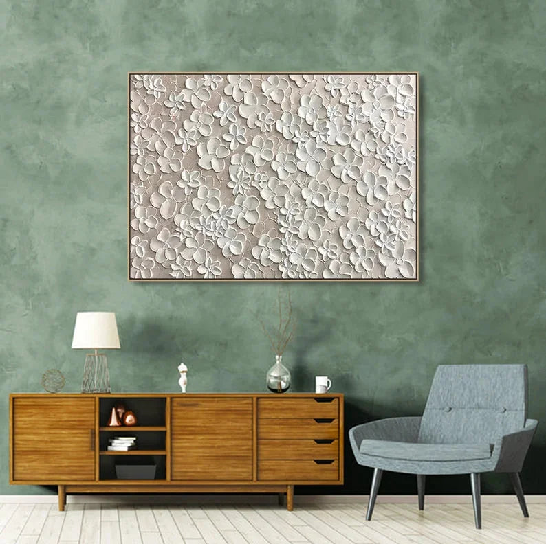 Multicolor Whispers Of Floral Elegance-Modern Minimalist Abstract Relief Flower Cluster Wall Art - Artwallpainting