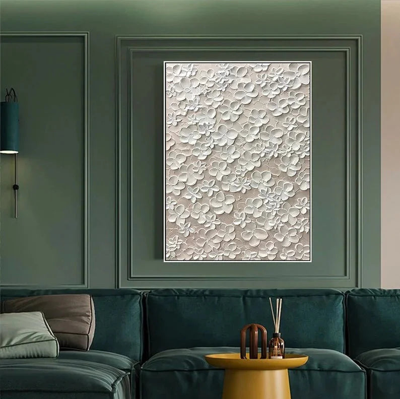 Multicolor Whispers Of Floral Elegance-Modern Minimalist Abstract Relief Flower Cluster Wall Art - Artwallpainting