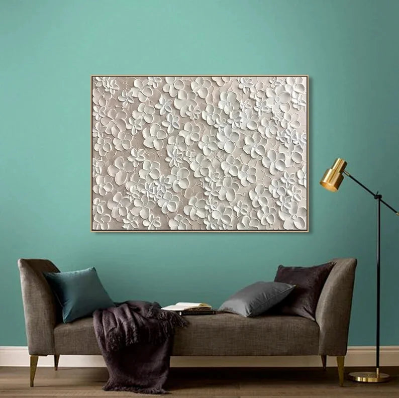 Multicolor Whispers Of Floral Elegance-Modern Minimalist Abstract Relief Flower Cluster Wall Art - Artwallpainting