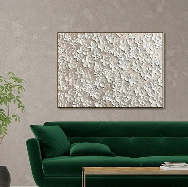 Multicolor Whispers Of Floral Elegance-Modern Minimalist Abstract Relief Flower Cluster Wall Art - Artwallpainting