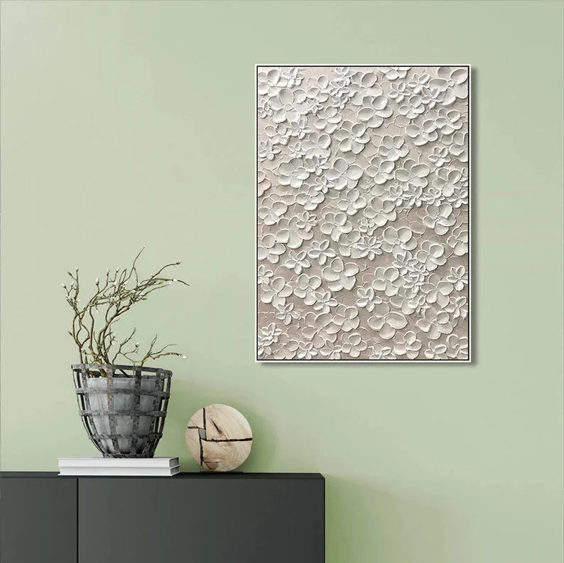 Multicolor Whispers Of Floral Elegance-Modern Minimalist Abstract Relief Flower Cluster Wall Art - Artwallpainting