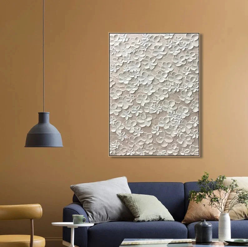 Multicolor Whispers Of Floral Elegance-Modern Minimalist Abstract Relief Flower Cluster Wall Art - Artwallpainting