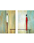 Multicolor Whispers Of Serenity Abstract-Hand-Painted Abstract Figure Double Oil Painting Art Wall - Artwallpainting