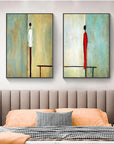 Multicolor Whispers Of Serenity Abstract-Hand-Painted Abstract Figure Double Oil Painting Art Wall - Artwallpainting