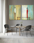 Multicolor Whispers Of Serenity Abstract-Hand-Painted Abstract Figure Double Oil Painting Art Wall - Artwallpainting