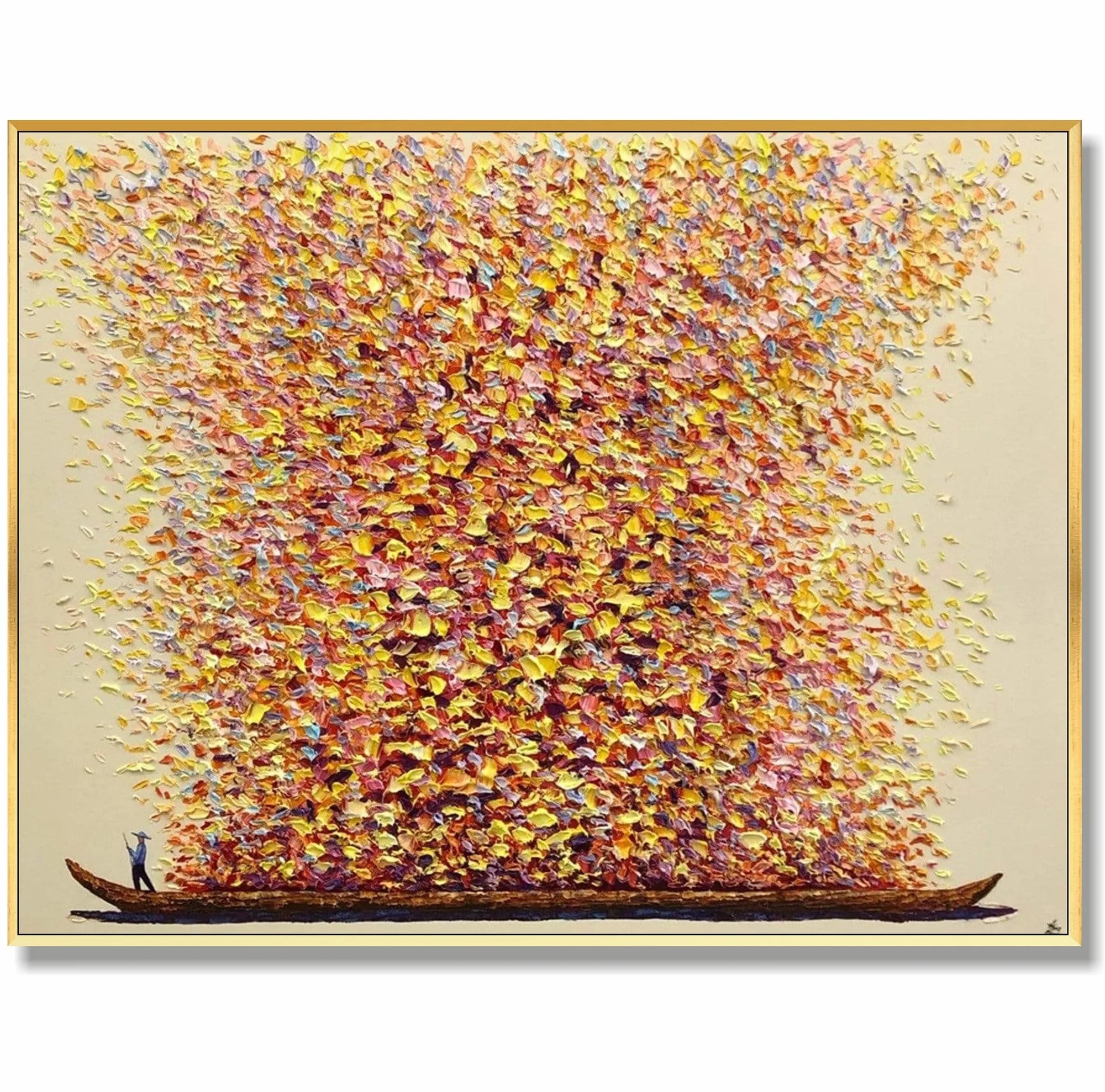 Multicolor Whispers Of The Deep Abstract Art-Hand-Painted Abstract Particle Dream Boat Oil Painting Wall Art - Artwallpainting