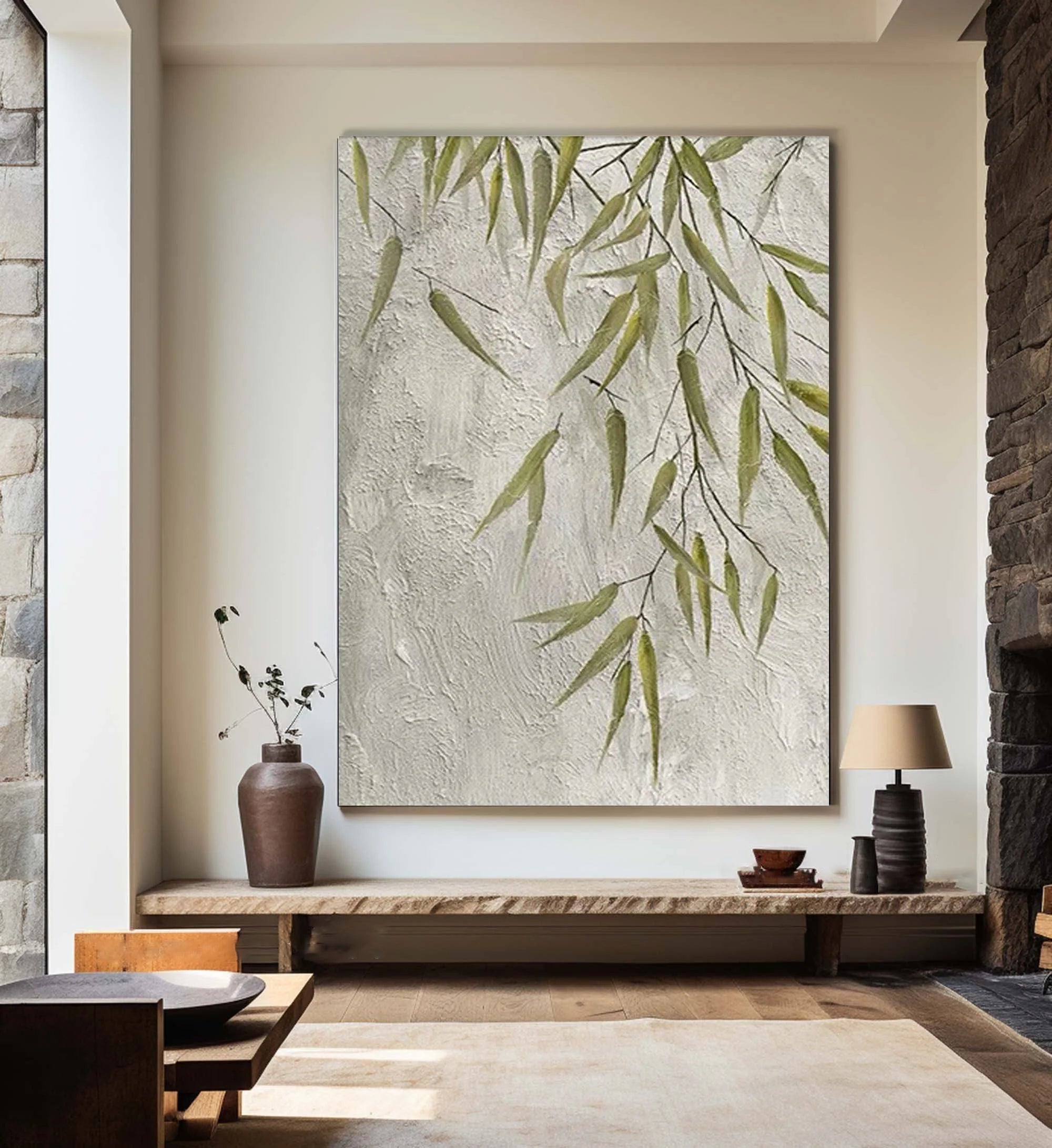 Multicolor Willow Grace Textured Botanical Wall Art - Artwallpainting