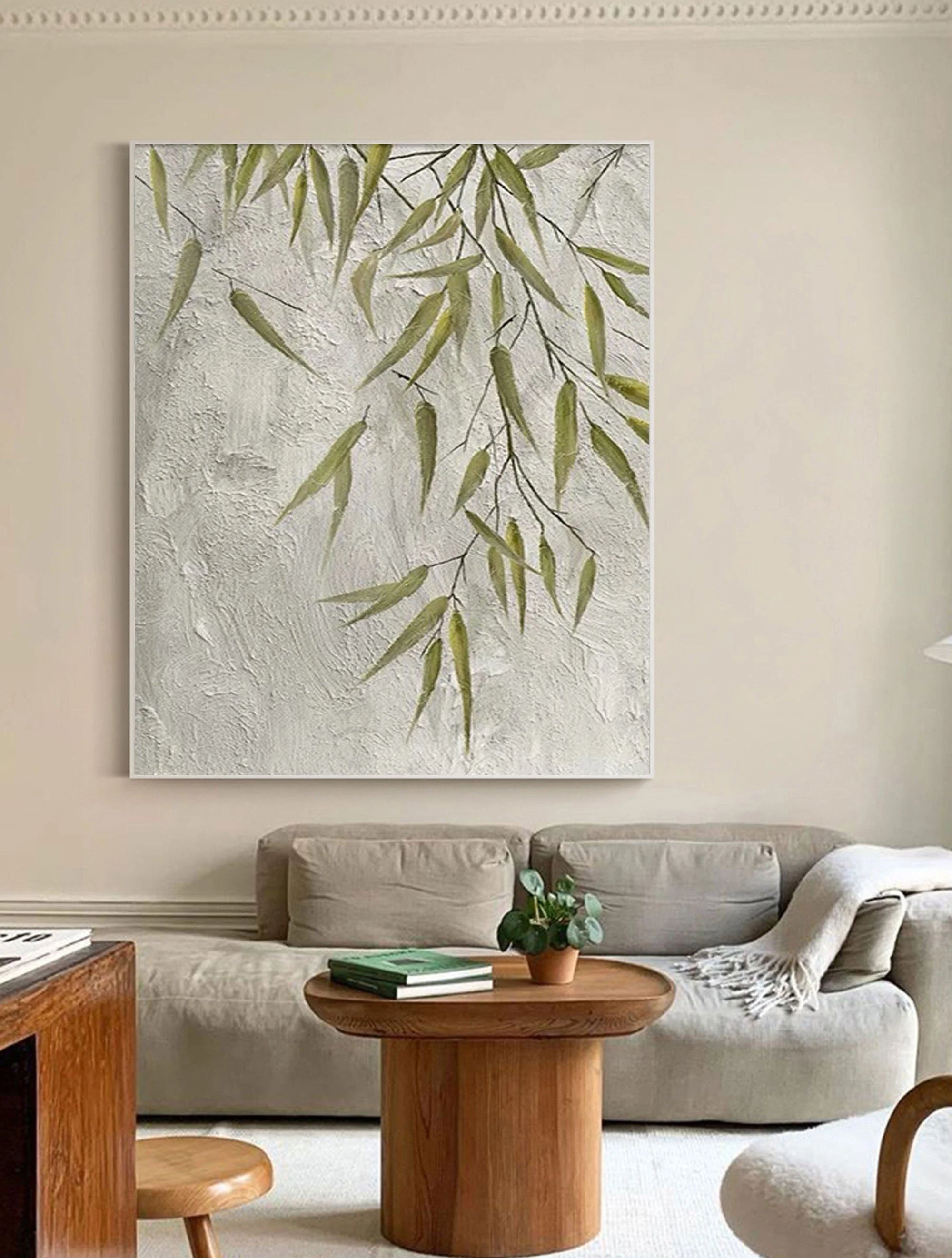 Multicolor Willow Grace Textured Botanical Wall Art - Artwallpainting
