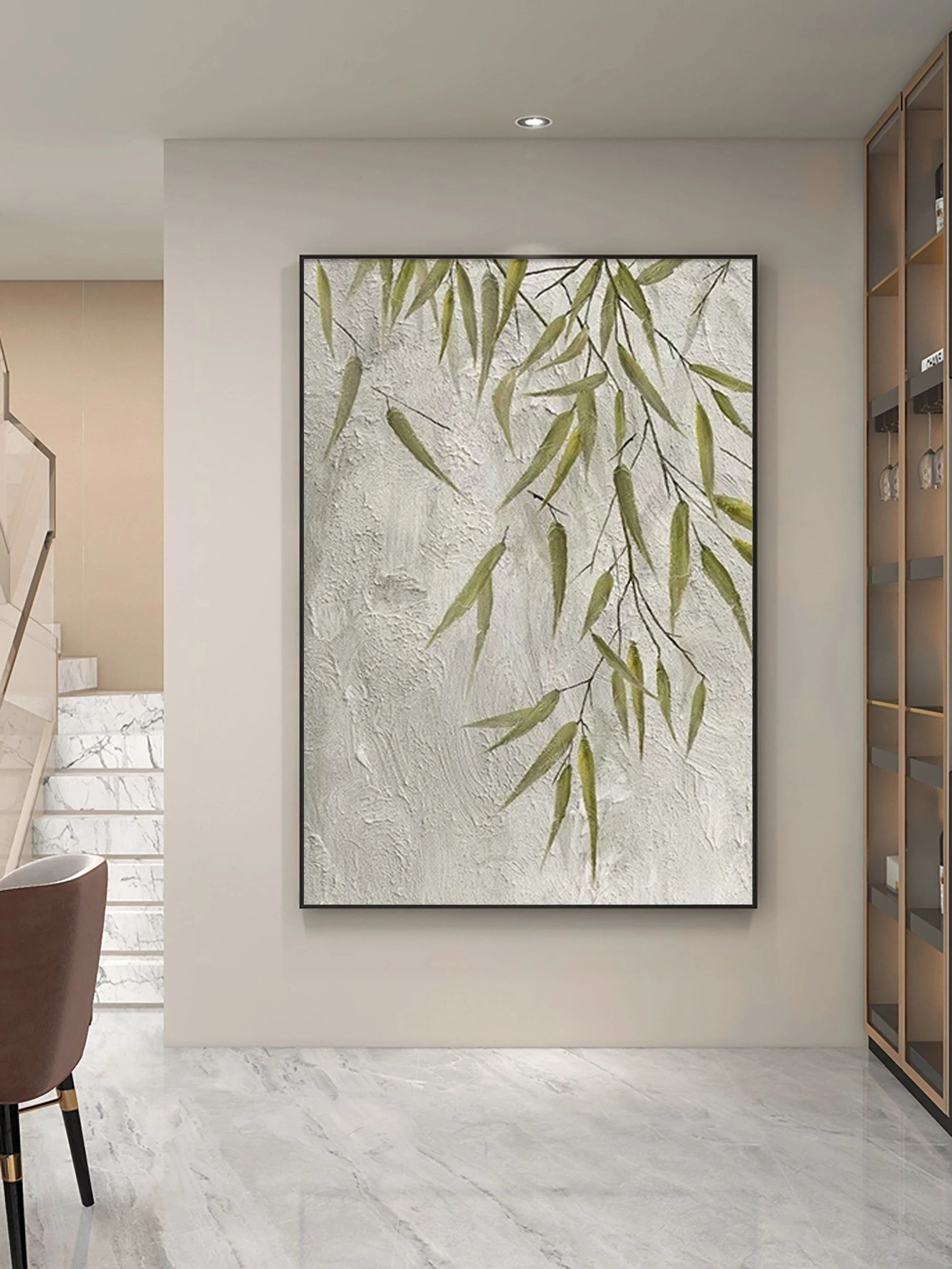 Multicolor Willow Grace Textured Botanical Wall Art - Artwallpainting