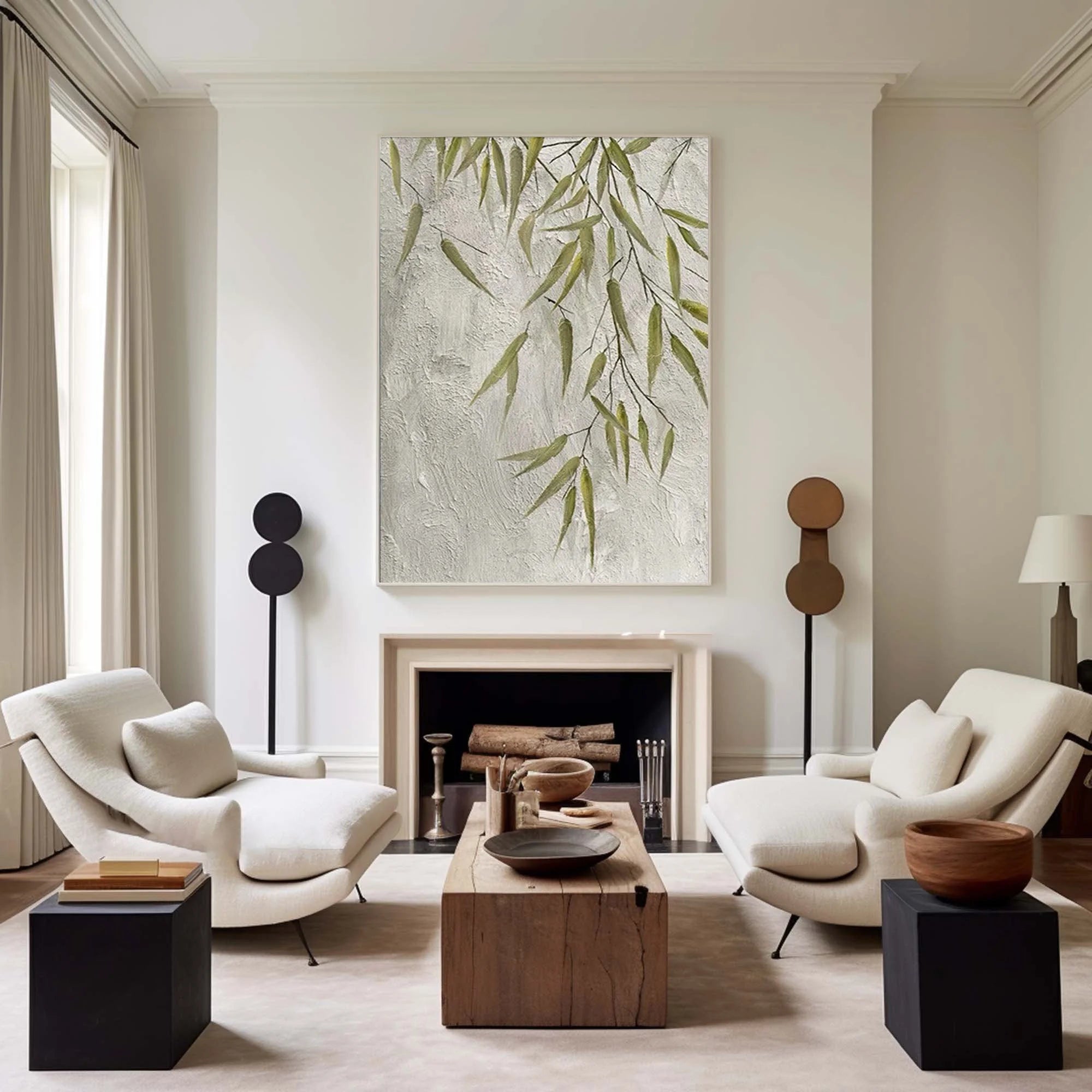 Multicolor Willow Grace Textured Botanical Wall Art - Artwallpainting