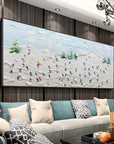 Multicolor Winter Joy Textured Skiers On Snowy Hills - Artwallpainting