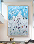 Multicolor Winter Symphony Textured Ski Crowd Art - Artwallpainting