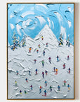Multicolor Winter Symphony Textured Ski Crowd Art - Artwallpainting