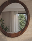 Luxury Natural Wood Arched Full Length Mirror – Large Designer Floor Mirror for Bedroom & Living Room - 32 x 28 inch