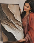 Multicolor Abstract Textured Wall Art - Earth Tones Flowing Layers Canvas Painting