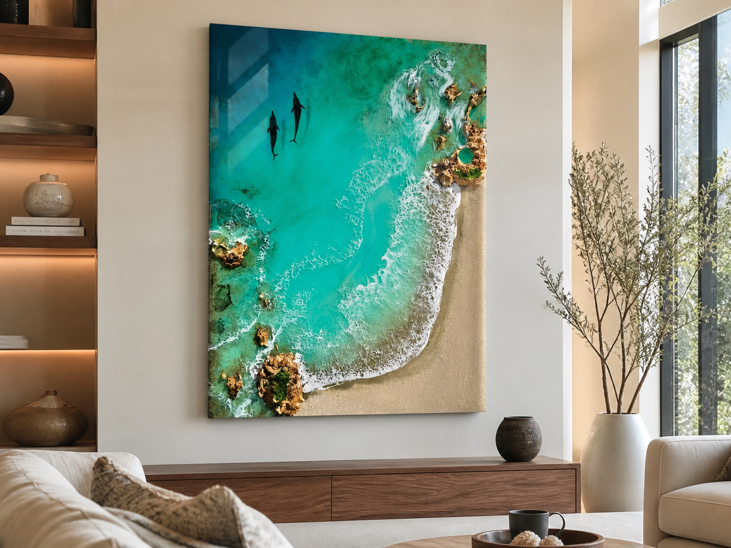 Majestic Dolphin Ocean Resin Wall Art | Luxury 3D Statement Art
