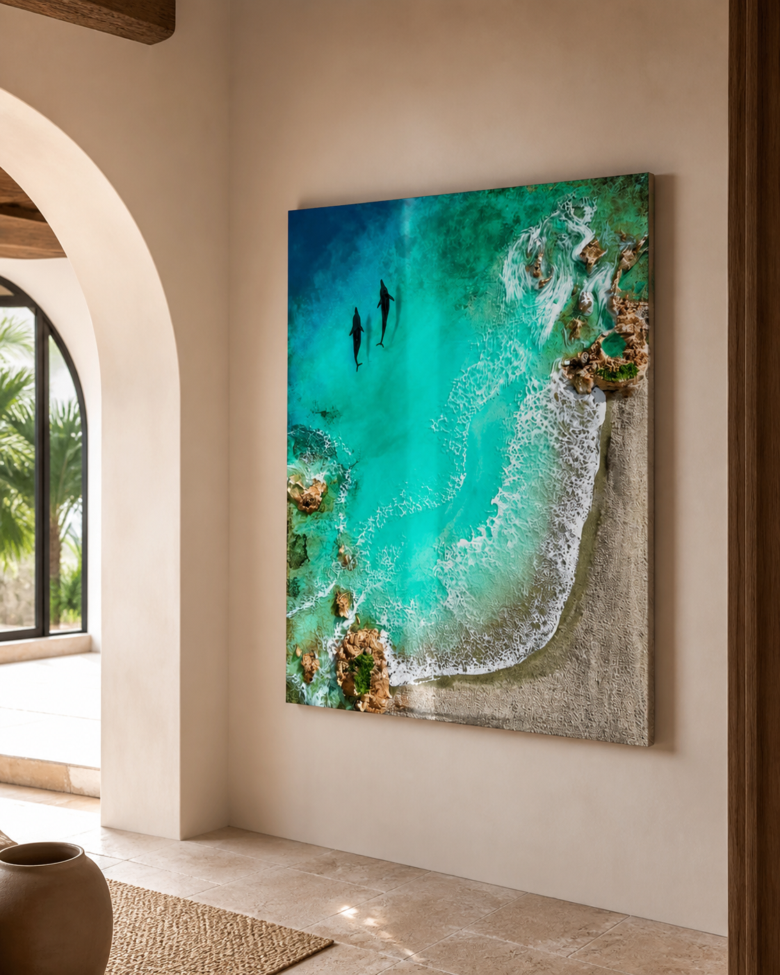 Majestic Dolphin Ocean Resin Wall Art | Luxury 3D Statement Art