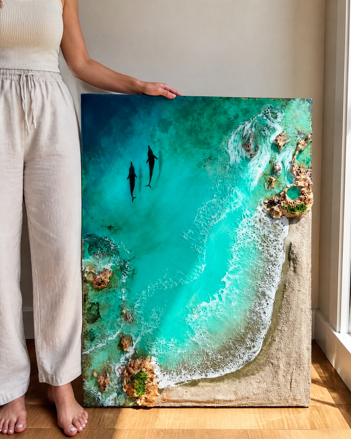 Majestic Dolphin Ocean Resin Wall Art | Luxury 3D Statement Art