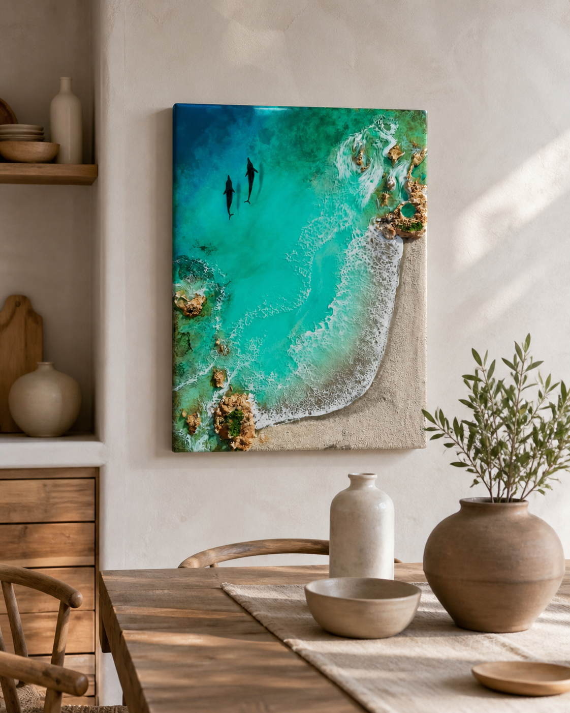 Majestic Dolphin Ocean Resin Wall Art | Luxury 3D Statement Art