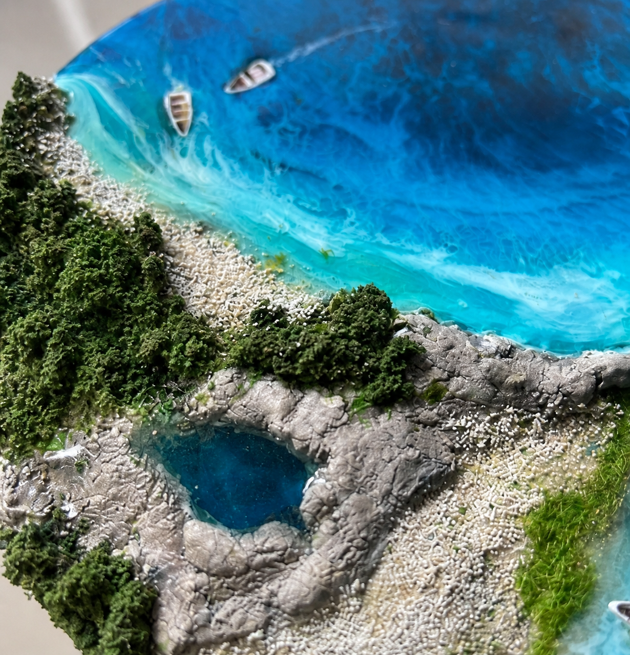 Luxury Ocean &amp; Greenery Resin Wall Art | 3D Natural Landscape Statement Art