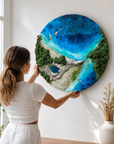 Luxury Ocean & Greenery Resin Wall Art | 3D Natural Landscape Statement Art