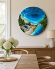 Luxury Ocean & Greenery Resin Wall Art | 3D Natural Landscape Statement Art