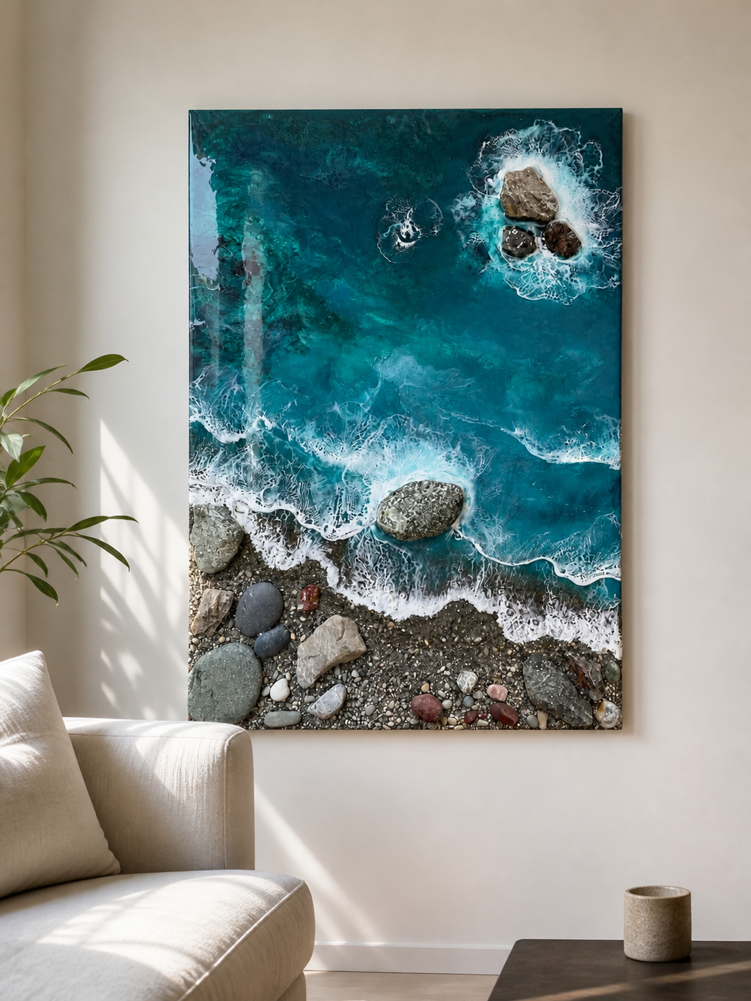 Ocean in Motion – Luxury 3D Ocean Waves Resin Wall Art | Handmade Coastal Statement Art