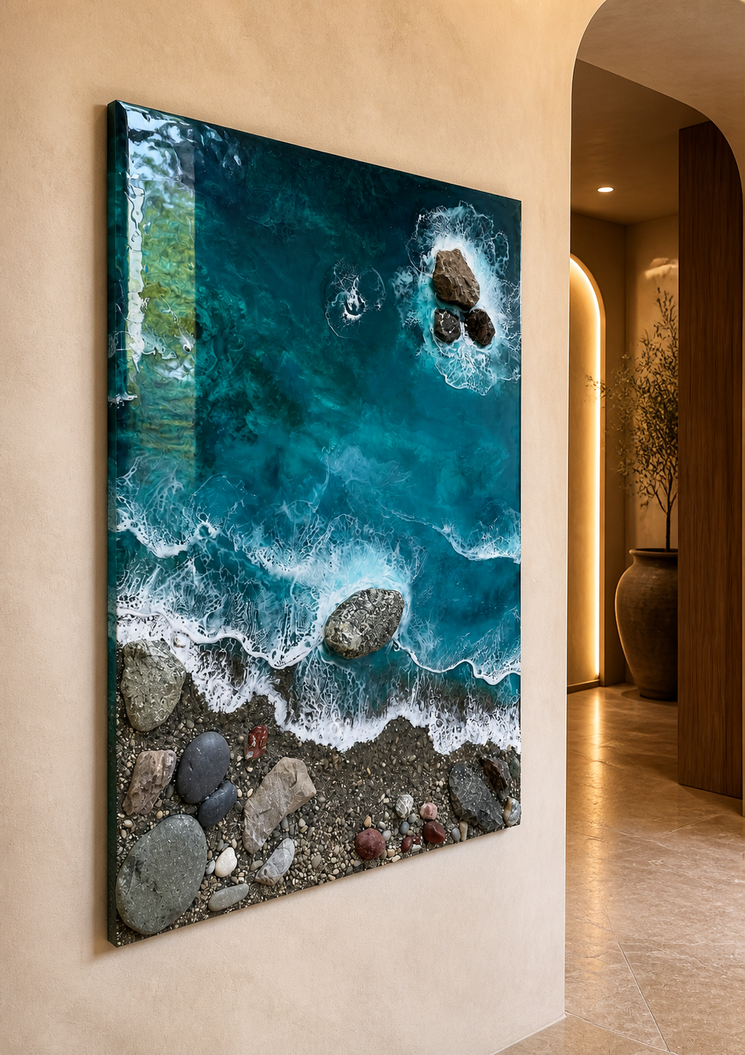 Ocean in Motion – Luxury 3D Ocean Waves Resin Wall Art | Handmade Coastal Statement Art