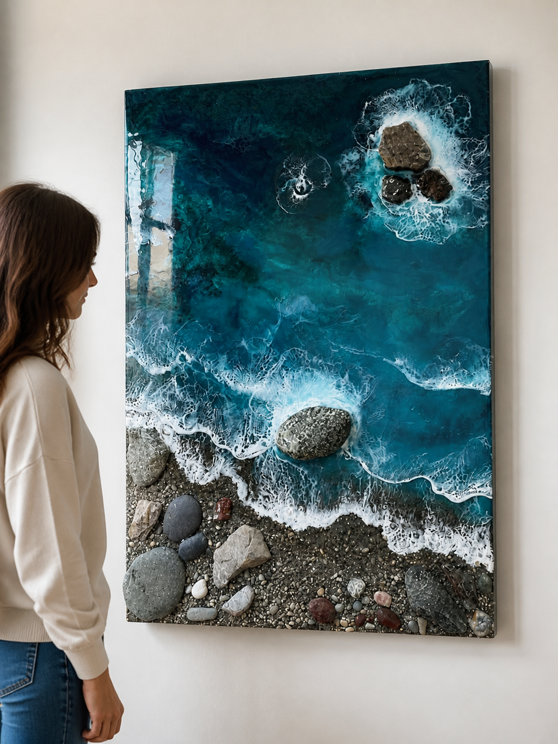 Ocean in Motion – Luxury 3D Ocean Waves Resin Wall Art | Handmade Coastal Statement Art