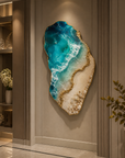 Premium 3D turquoise ocean resin wall art