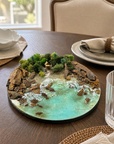 Luxury Ocean Resin Wall Art | 3D Beach Landscape with Natural Stones & Greenery