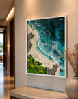3D resin ocean waves with turquoise water and detailed white sea foam