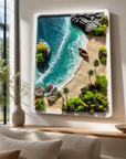 Private Cove | 3D Tropical Beach Resin Wall Art with Miniature Island Landscape